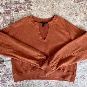 FOREVER 21 | Burnt Orange Split Neck Terry Sweatshirt